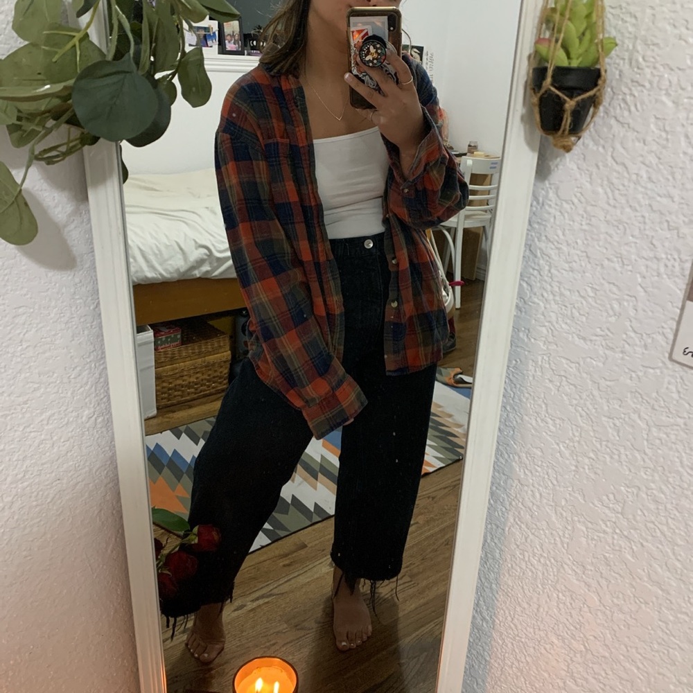 Orange oversized flannel